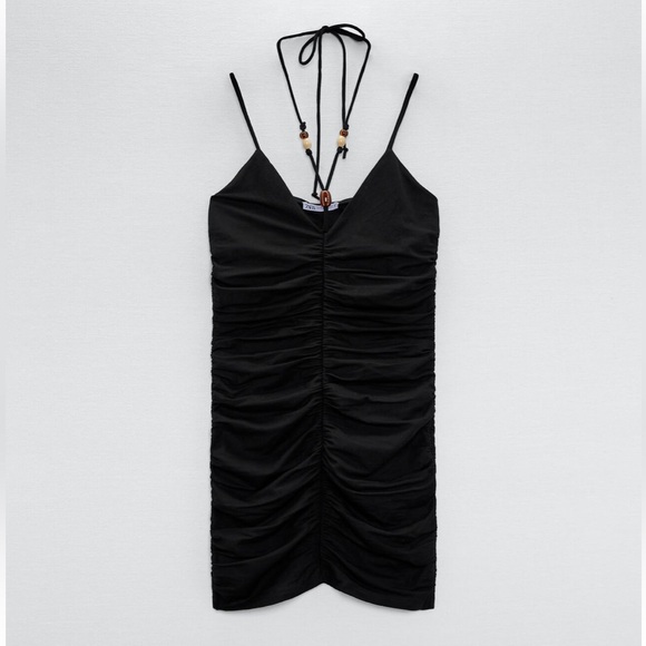 Ruched dress with beaded straps S Zara NWT - Picture 5 of 7